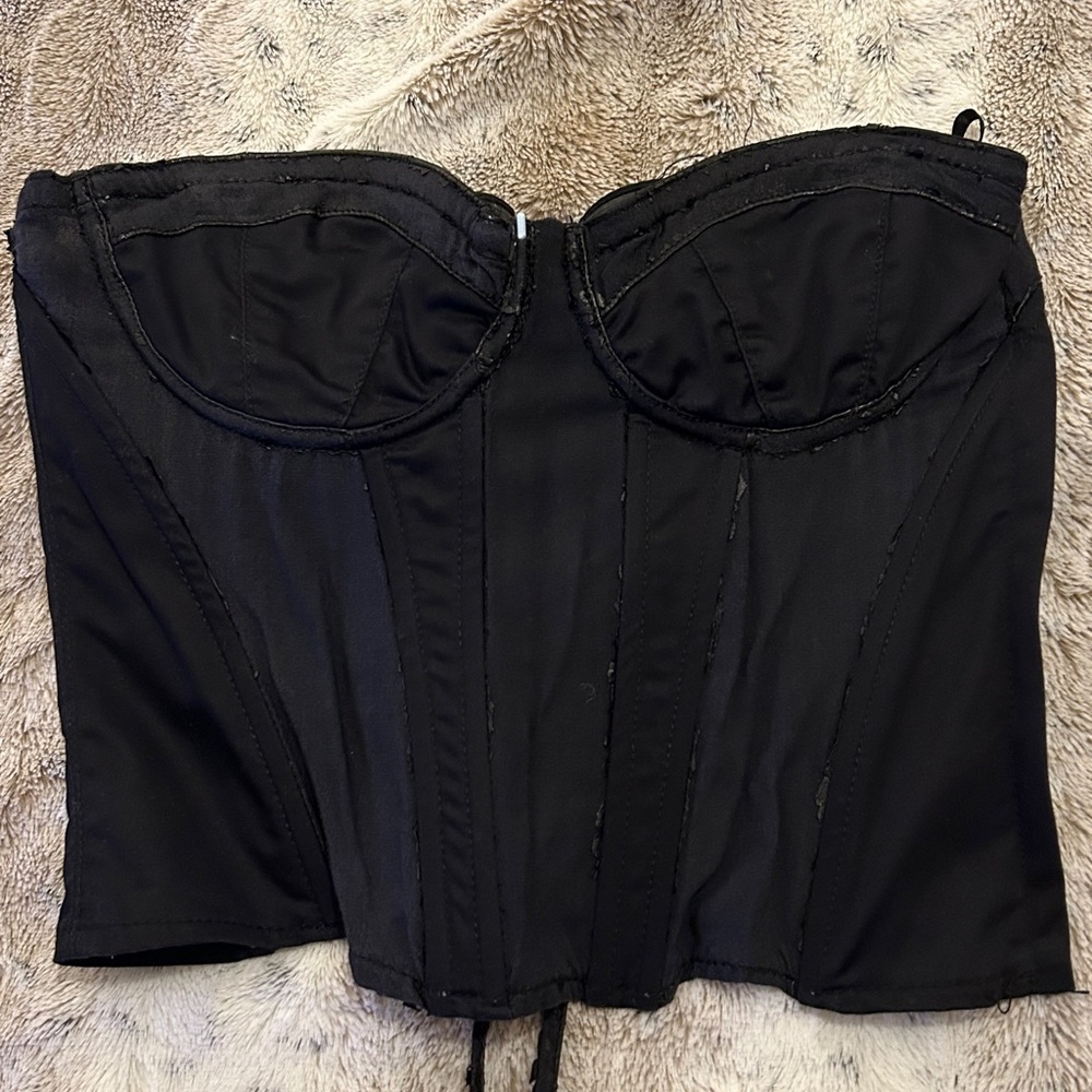 H&M Black Lace Up Corset Top